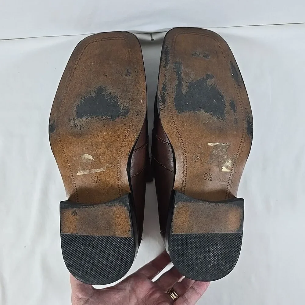 Fratelli Select Men's Warm Brown Leather Loafers Strap and Buckle Size 8.5 M